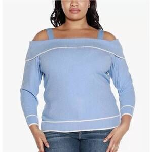 NEW BELLDINI off-the-shoulder sweater - plus in bluebell, winter white
